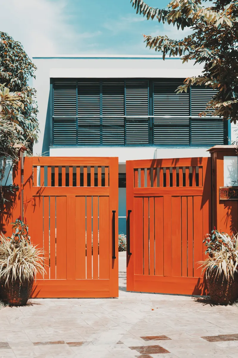 Wood driveway gate